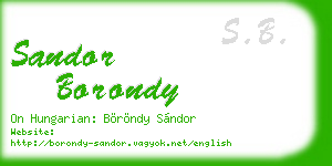 sandor borondy business card