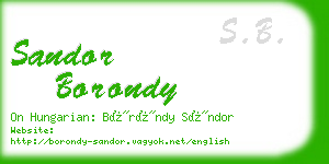 sandor borondy business card